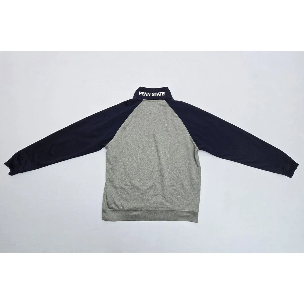 Penn State Nittany Lions Quarter Zip Pullover Sweatshirt Gray Navy Mens Large